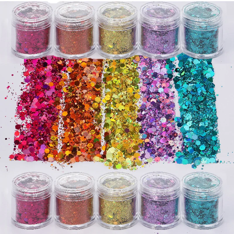 Holographic Chunky Glitter Resin Glitter Sequin Flake Crafts Chunky Resin Tumblers for Nail Face Jewelry Making sequins for crafts sequins accessories nail art decor sequins jewelry accessories