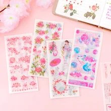 

Cartoon Washi Hand Account Material Stickers Creative Diy Mobile Phone Album Flower Decoration Stickers Small Stickers 6 pcs