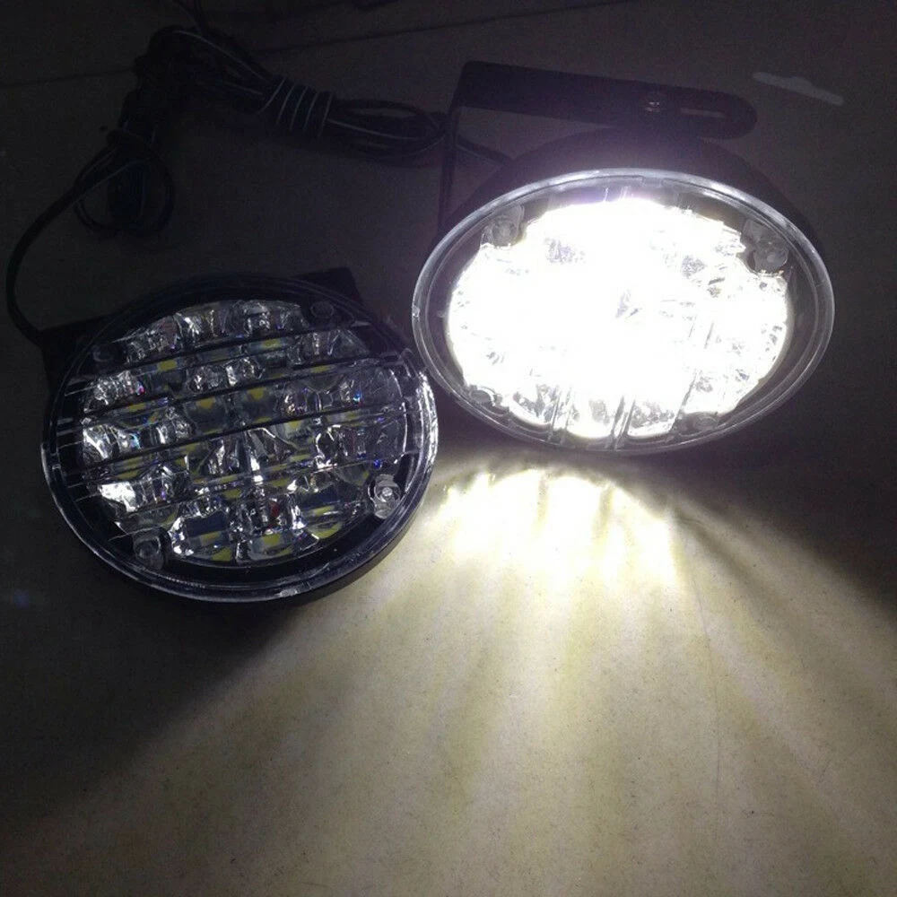 2개 DC 12V 18 LED DRL 원형 자동차 안개등 주간 주행등 흰색
