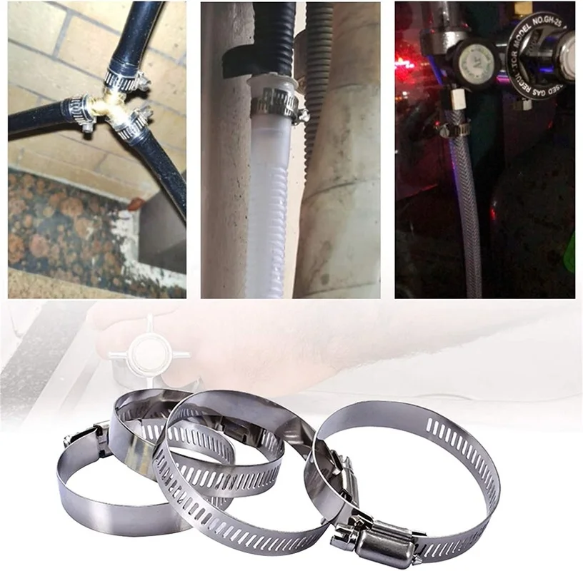 Hose Clamps 80pcs 6mm-51mm Stainless Steel Hoop Clamp Set automotive pipes clip Fixed tool