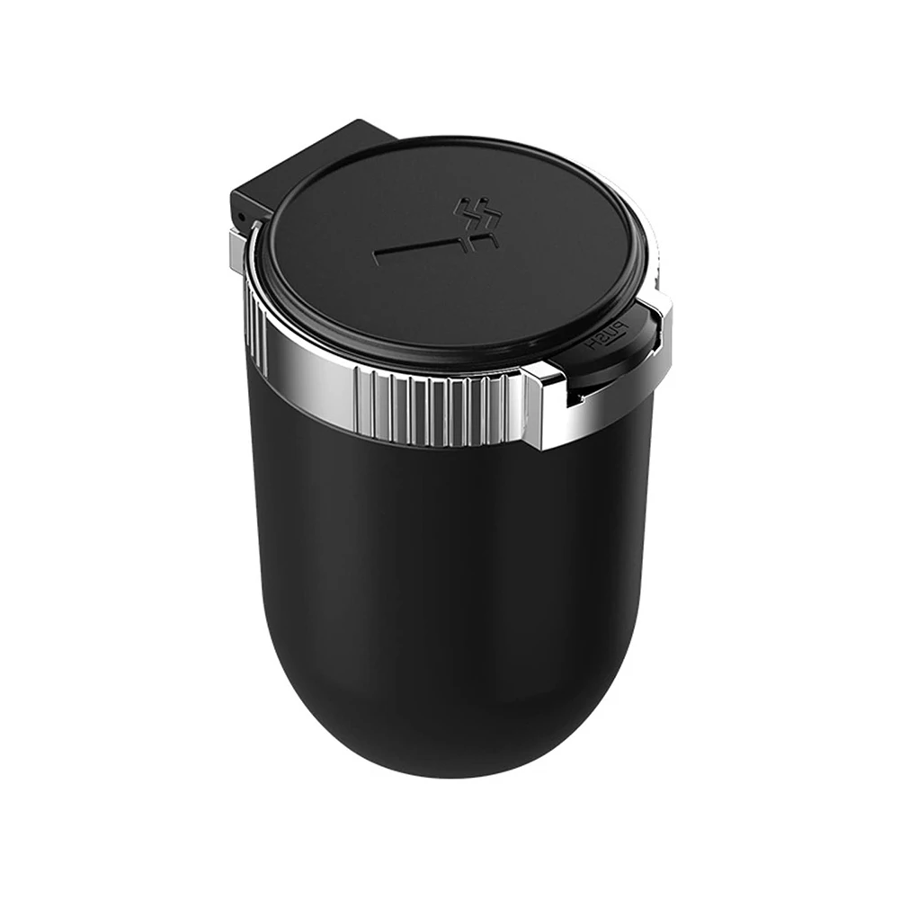 

1PCS Black&Silver Automobile LED Light Portable ABS Trash Can Drink Holder With Auto Sensing Lid For Car Truck Van