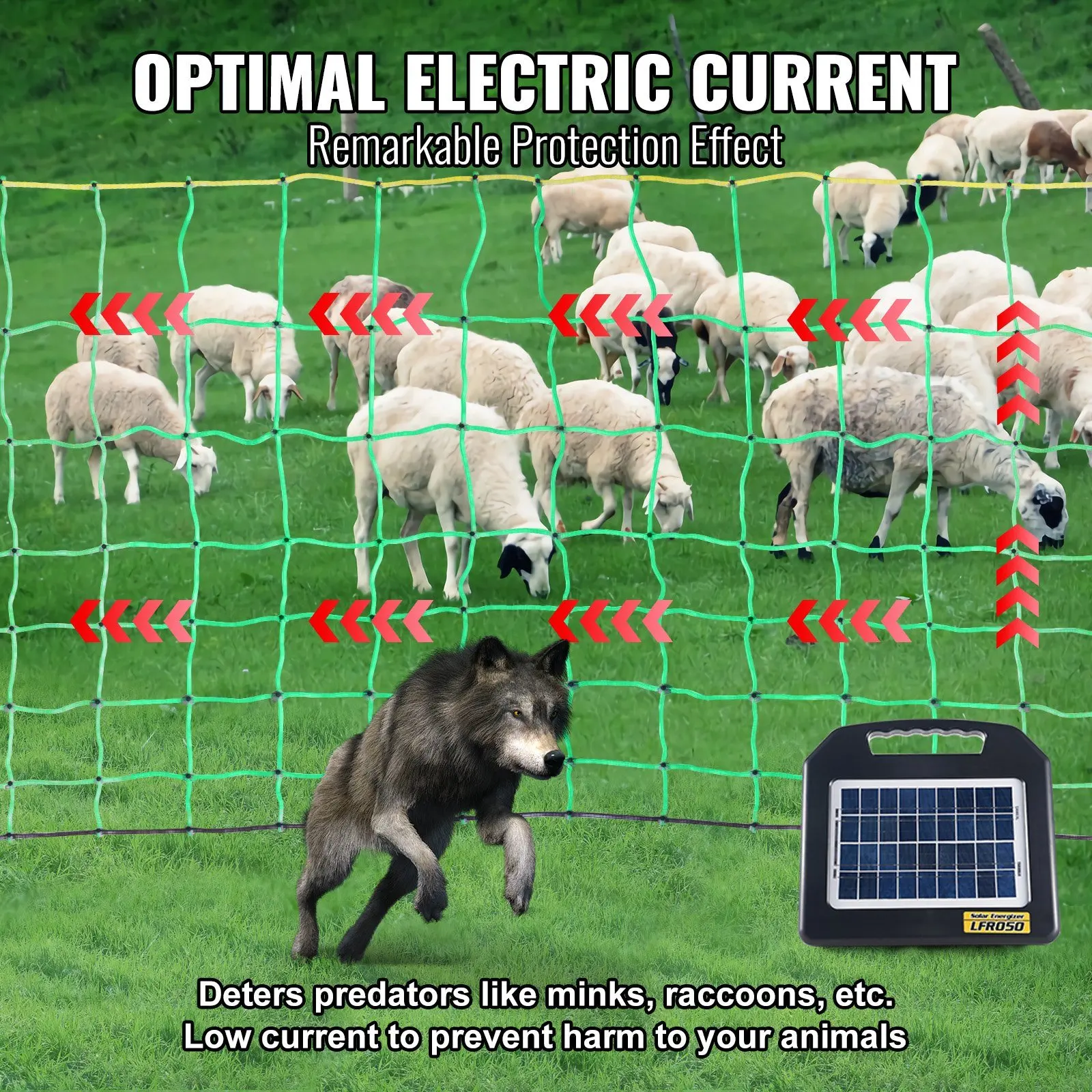 VEVOR Electric Fence Netting, 35" H x 164' L, PE Net Fencing with Posts & Double-Spiked Stakes, Utility Portable Mesh for Goats