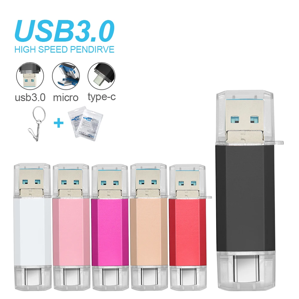 usb flash drive flash drive USB3.0 OTG USB Flash Drive 3 in 1 for iPhone/iPad/Android/PC/Type-C 128GB 64GB 32GB 16GB