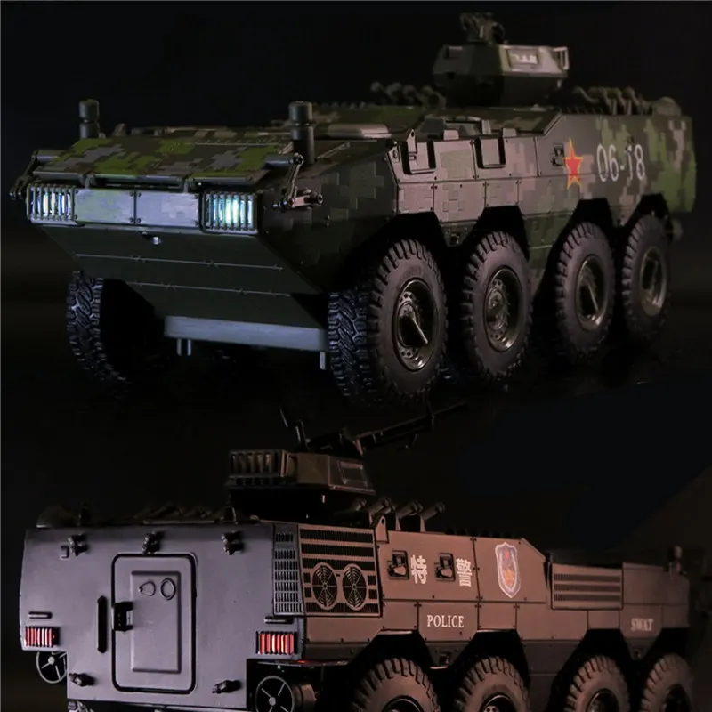 1:24 Alloy Armored Car Truck Model Diecast Toy Police Infantry Fighting Vehicles Explosion Proof Car Model Sound Light Kids Gift 6