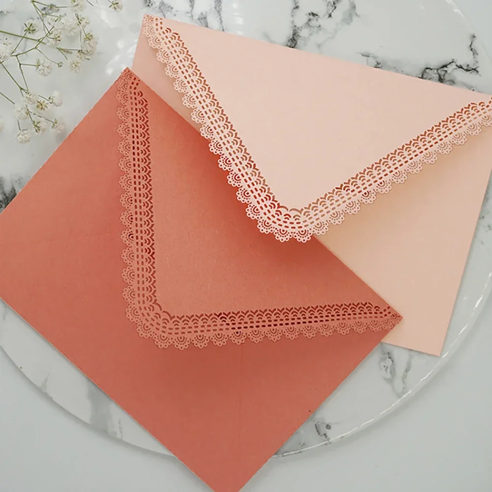 Mailing Envelopes 5pcs Vintage Western Kawaii Hollow Lace for Letter Pads Wedding Party Invitation Cards Cover