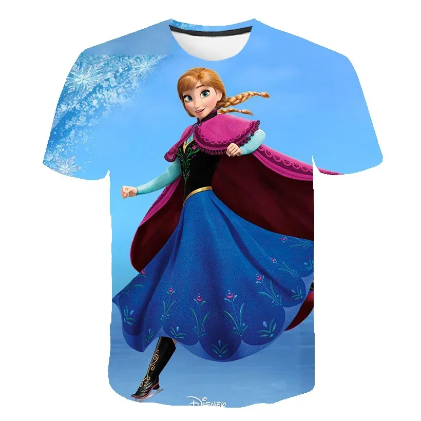 New Summer Frozen 2 T Shirt Anna Elsa Meisje 3d Digital Printing Kleding Tops Frozen Snow Queen Anna Elsa Cartoon Print Shirts 5