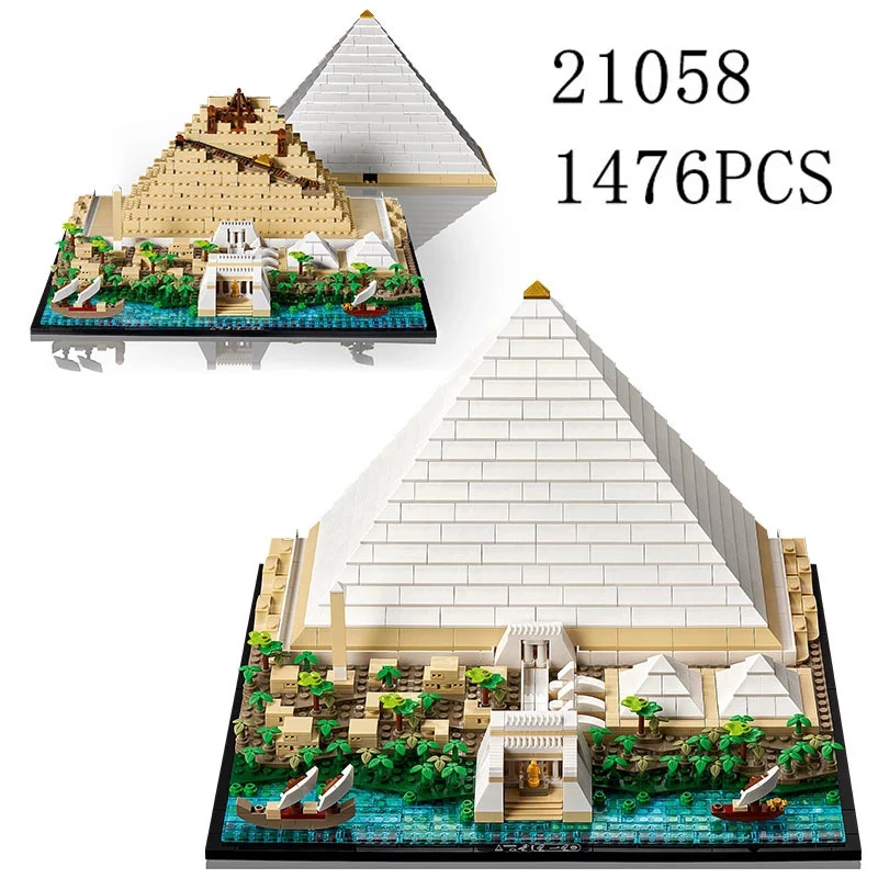 

The Great Pyramid of Giza Model City Architecture Street View Building Blocks Set Moc Building Blocks 21058 DIY Assembled Toys
