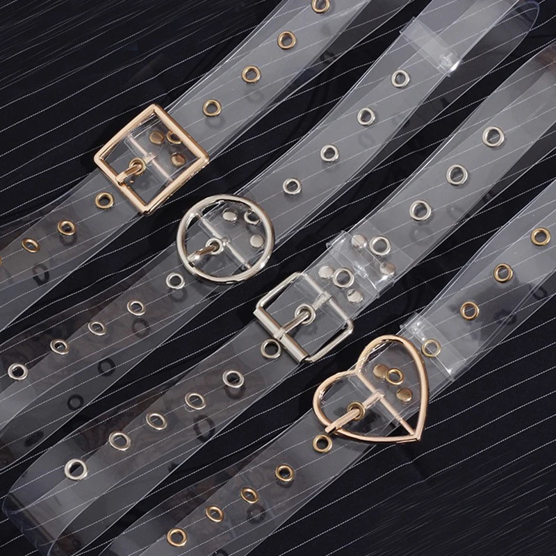 Clear Belt Waist Belts for Ladies Leisure Dress Jeans Waistband Transparent Women Adjustable Square Heart Shaped Buckle Belts