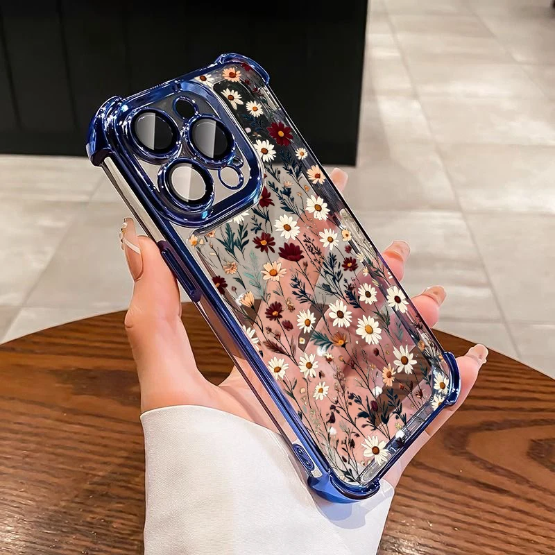 Cute Colorful Daisy Candy Plating Transparent Phone Case