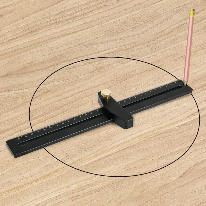 Metric/Inch Draw Circular Compass Ruler Parallel Scriber Carpentry 2-in-1 Aluminium Layout Marking Gauge Precision Drawing Tool