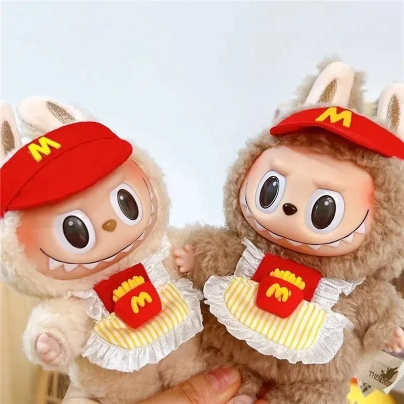 15 17cm For Labubu Doll Workwear Working Cosplay Clothes Fast Food Cola Fries Overalls Outfit Clothing Dollhouse Accessories