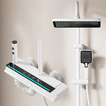 อัจฉริยะดิจิตอลจอแสดงผลอุณหภูมิฝักบัวระบบห้องน้ําชุดฝักบัวร้อนเย็นห้องน้ําก๊อกน้ําชุดสายฝน 1