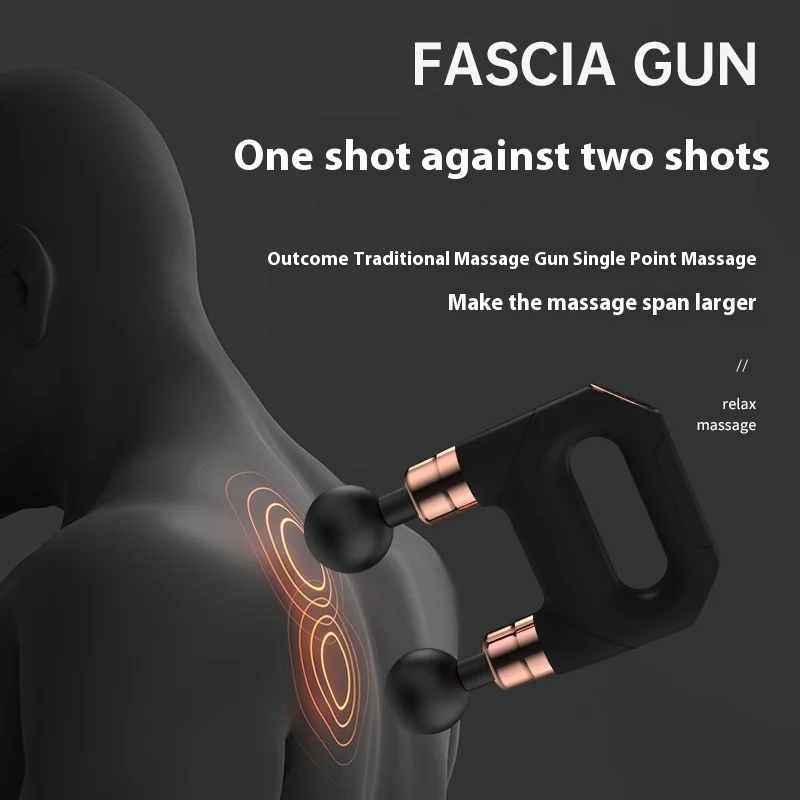 New LCD Style Portable Handheld Mini Fitness Product Electric Muscle Relaxation Double Head Fascia Gun Massager USB Massager Gun