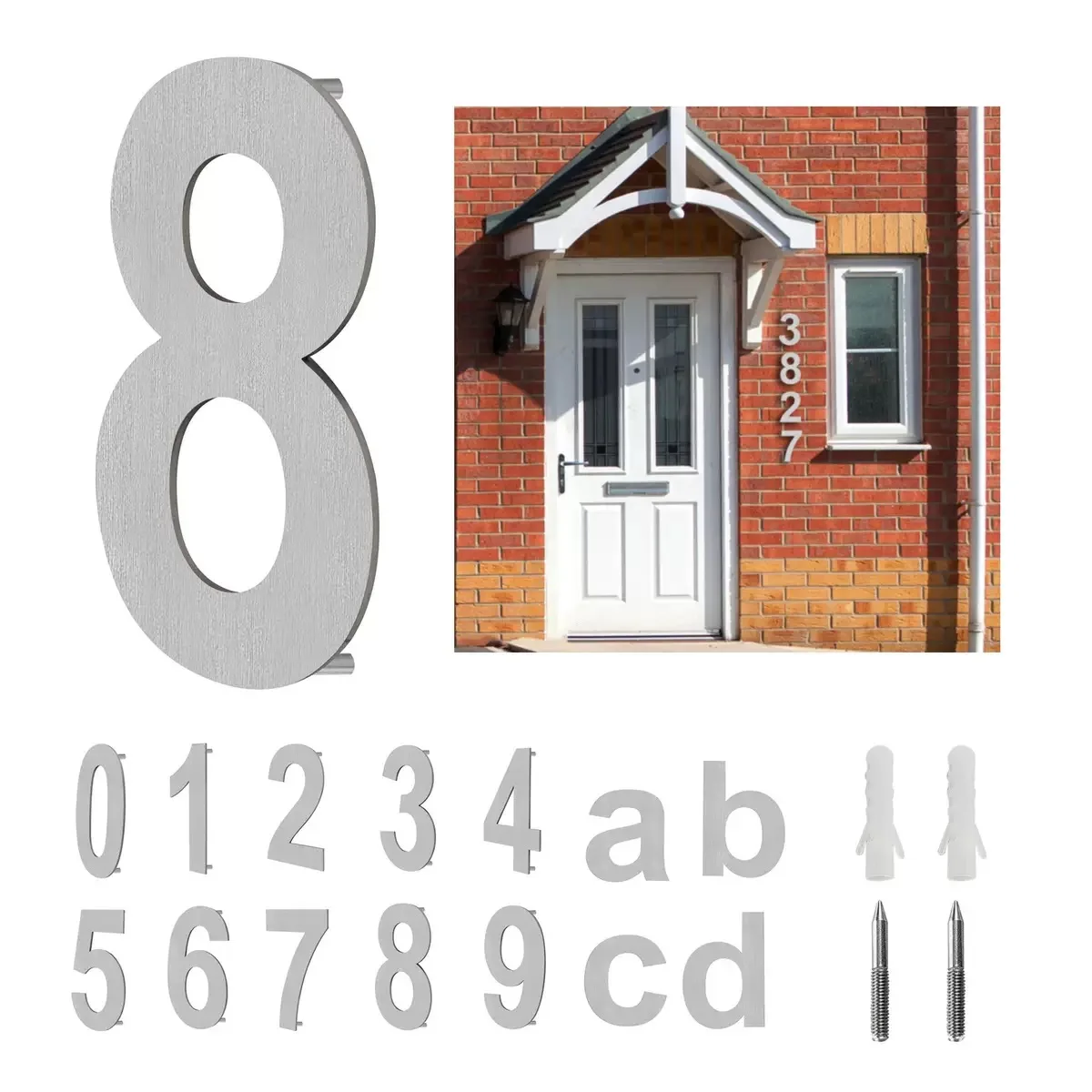 nanlyiau 12in/30,5 cm drijvend huisnummer zwart huisnummer zwart deurnummer roestvrij stalen huisnummers gemaakt van massief 304 roestvrij staal drijvend uiterlijk adresnummers (7