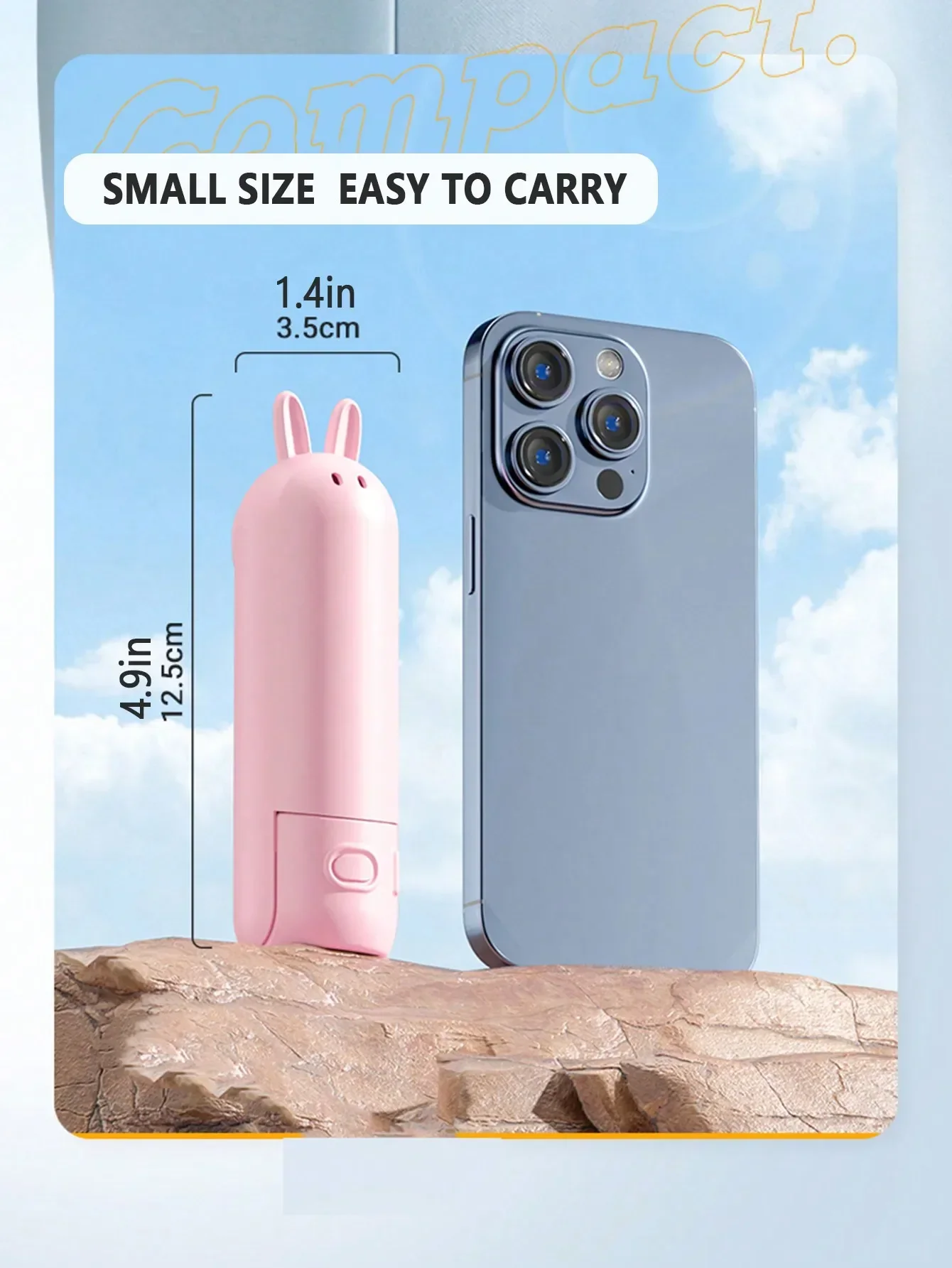 Description Picture 3 of item1pc Handheld Fan Rechargeable Mini Portable Cartoon USB Small Fan Gift Can Be Placed On The Desktop Handheld Small Fan