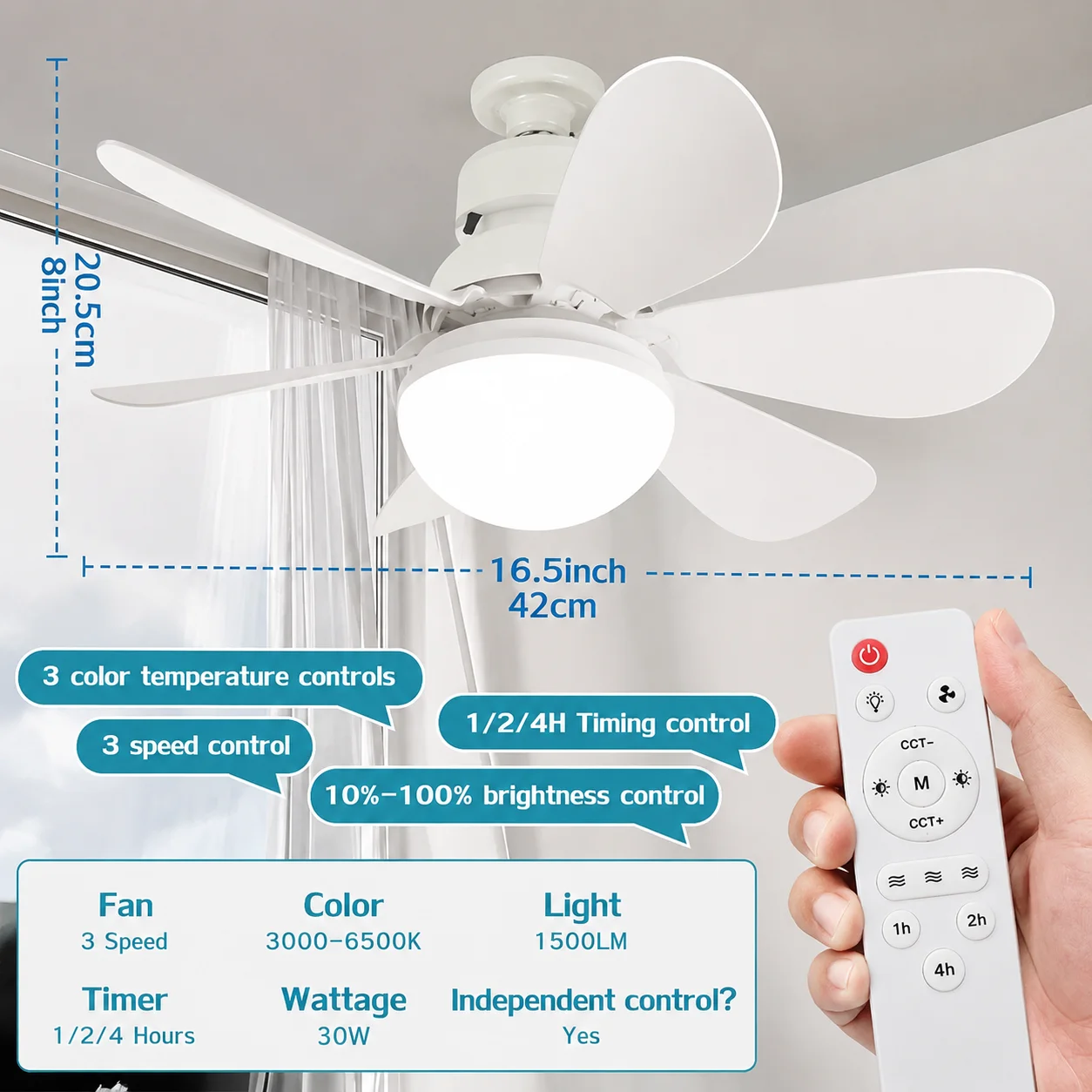 Modern LED Ceiling Fan Light with E27 Remote Control - 30W/40W Decorative Home Lighting