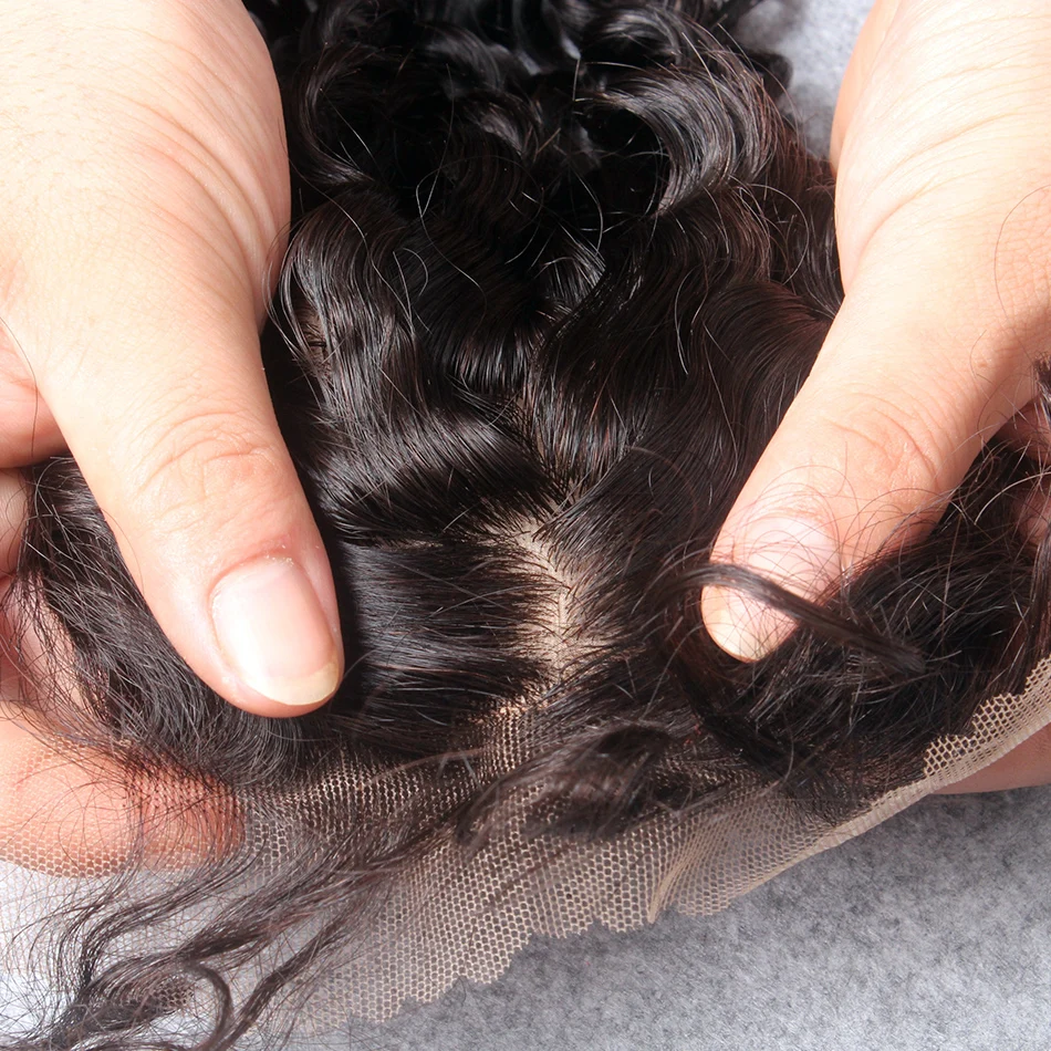 Deep Curly Silk Based 4X4 Lace Closure Brazilian Remy Human Hair Silk Base Closure PrePlucked Hairline Free Part