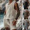 2025 Fashion Spring/Summer New Leisure Vertical Stripe Set Turn-down Collar Fitted Short Sleeve Button Shirt Wool Blend Shorts 2
