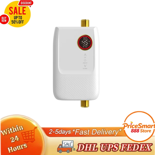 Chauffe-eau instantané électrique noir/blanc 5500W, avec contrôle intelligent et affichage LED, pour maisons, écoles, hôpitaux 1