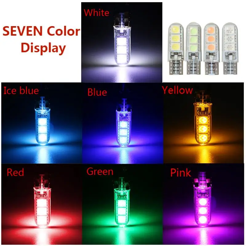 T10 W5W Car LED Bulb Turn Signal Light Auto Interior Dome Reading Light License Plate Super Bright White 12V Signal Lamp