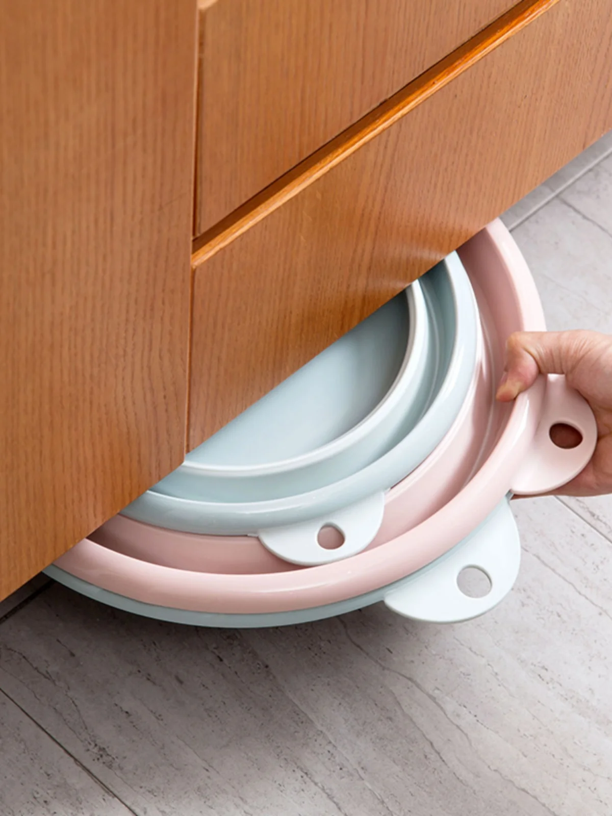 vanzlfie Foldable wash basin Travel portable baby bottom small basin household thickened large plastic laundry Folding