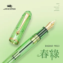 Elegant Jinhao Fountain Pen with Acrylic Heartbeat Design for Calligraphy and Writing (Spring Green)
