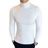 Men's High Neck Sweater Solid Color Pullover Knitted Warm Casual Turtleneck Sweatwear Woolen Mens Winter Outdoor Tops 2