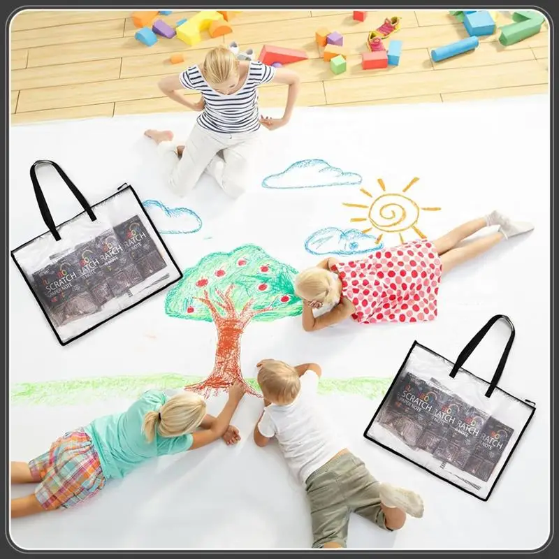 19X25 Art Portfolio Bags,Clear Portfolio Folder For Artwork,Waterproof Poster Storage Bags+Handle For Drawing Board