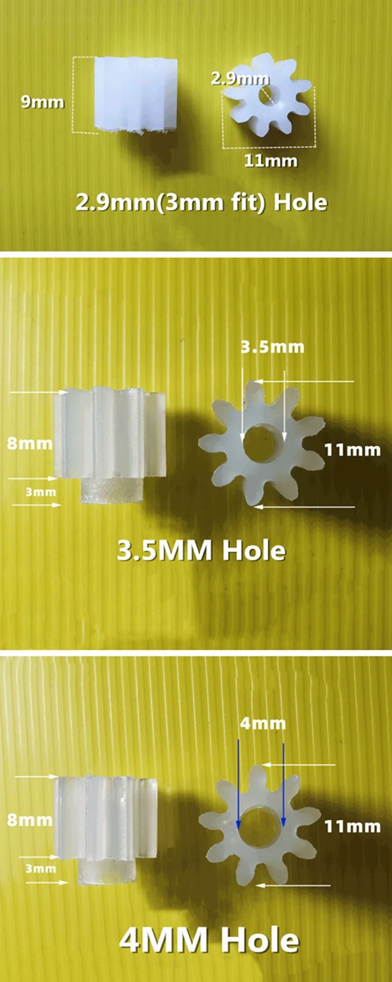 Motor Spindle Plastic Gear DIY Toy Sewing Machine Gear 1M 9T 3/3.5/4mm