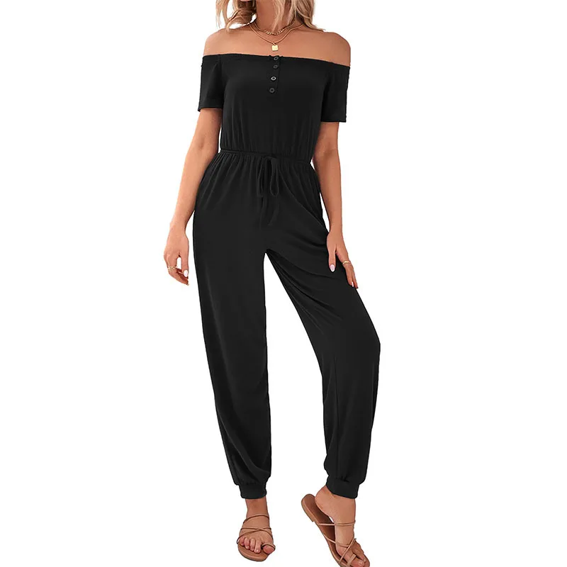 

Qybian Bodysuit Solid Off-shoulder Jumpsuits Rompers Casual Comfy Jumpsuit with Pockets Women's Clothing Sales