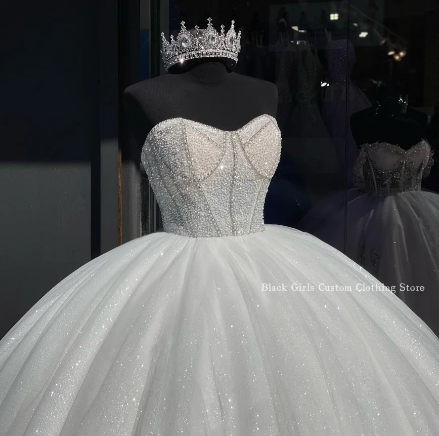 Princess Sweetheart Sheath Quinceanera Dress Elegant White Romantic Diamond Encrusted Sequins Wedding Customised فساتين سهره