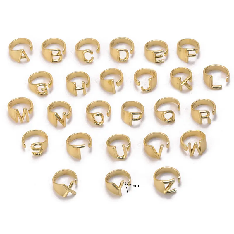 Initial Az Letter Rings For Women Gold Alphabet Name Adjustable Finger