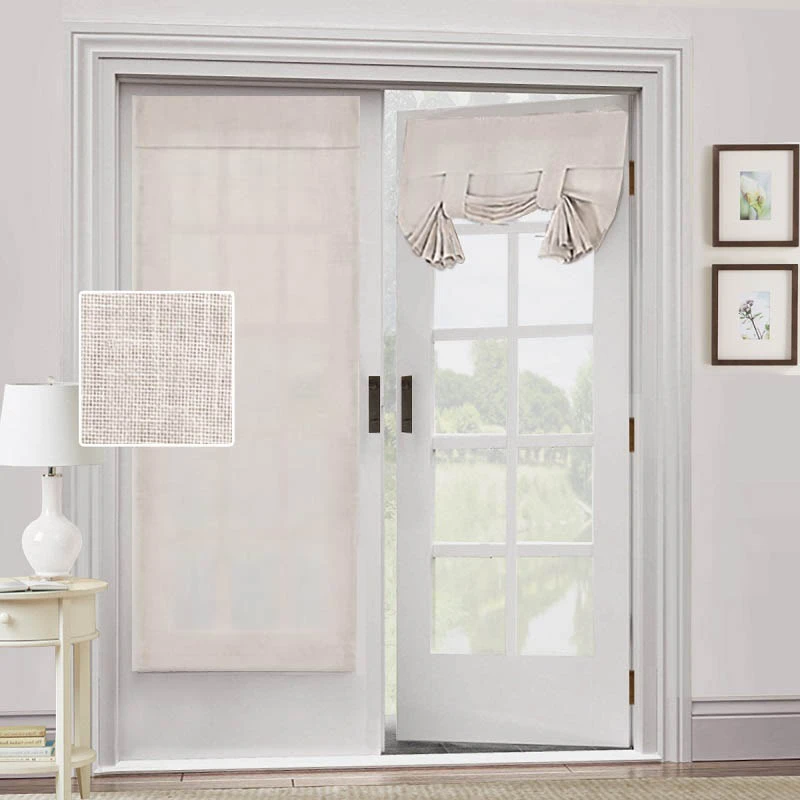 New Blackout Roman Blinds French Door Curtain For Living Room Selfadhesive Linen Fabric Solid