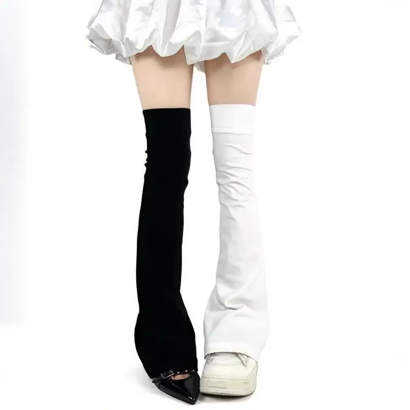 Subculture Harajuku Grunge Flare Leg Warmers Socks Knee High Boots Cover Streetwear Y2k Sweet Lolita Horn High Tube Socks