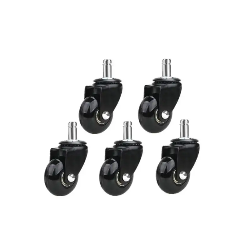 

5 Packs 2 Inch Black Pu Transparent Universal Wheel Snap Spring Caster Furniture Office Chair Strong Load Bearing