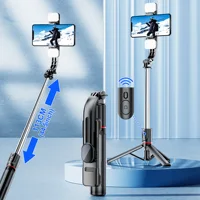 L13d Foldable Wireless Bluetooth Fill Light Tripod Selfie Stick 1160mm Tripe Stabilizer for Android IOS Cellphone