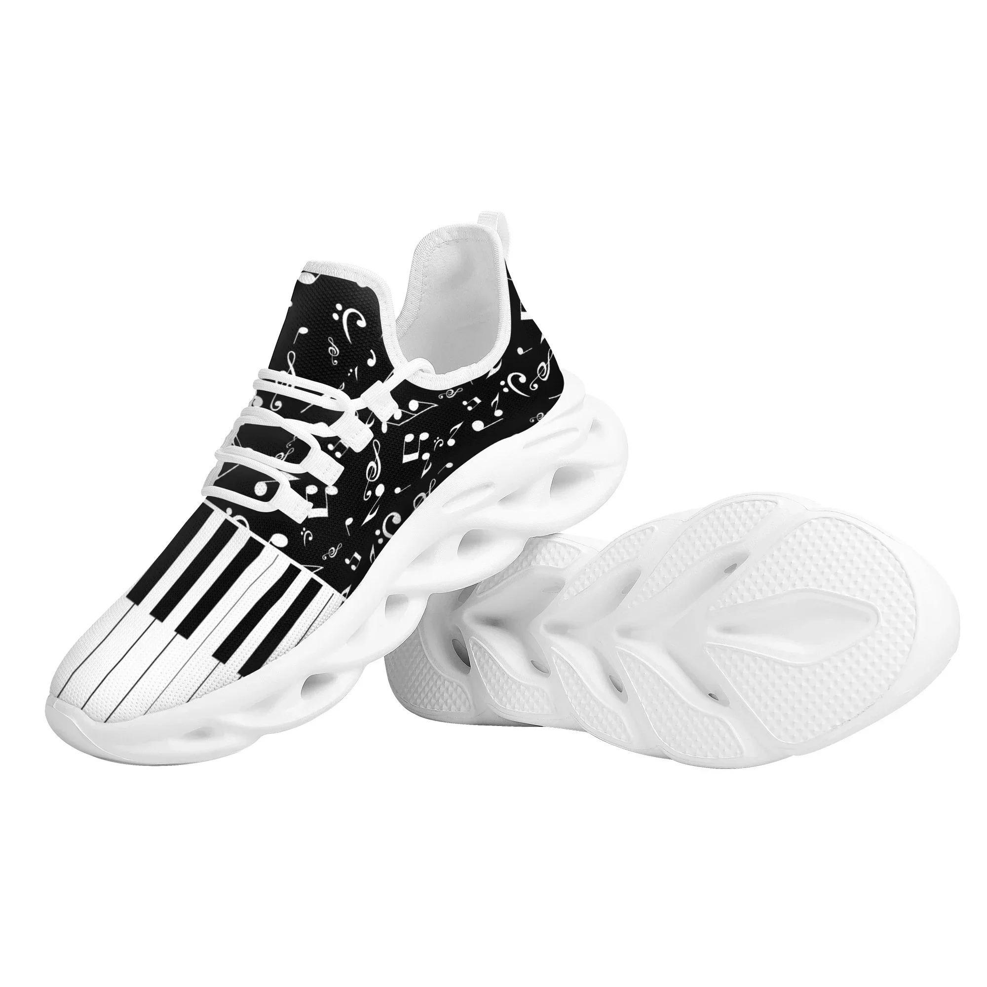 Piano Music Design Sneakers Comfortable Non-slip Lace Up Mesh Swing Shoes New Note Staff Pattern Ladies Flat Shoes Zapato