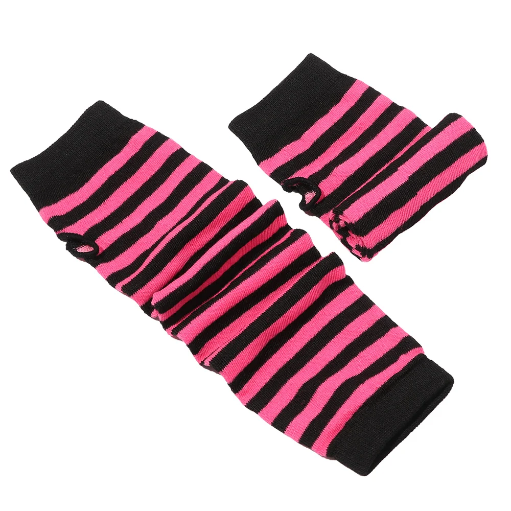 Frauen Mädchen Baumwolle klassische finger lose lange Handschuhe Armband Arm wärmer Langarm gestreiften Ellbogen Fäustling gestrickt hands choenen – Detail 25