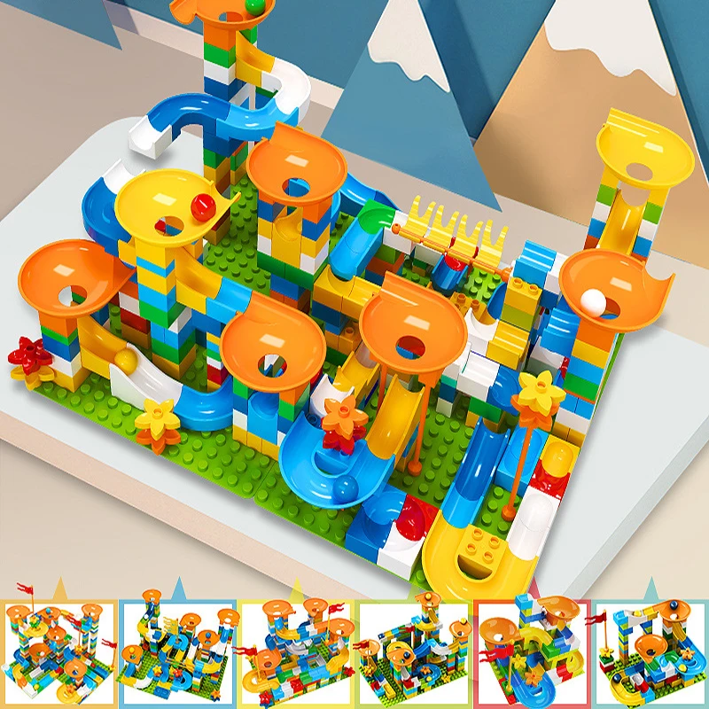 

85-340 шт., Детский конструктор «Marble Race Run»