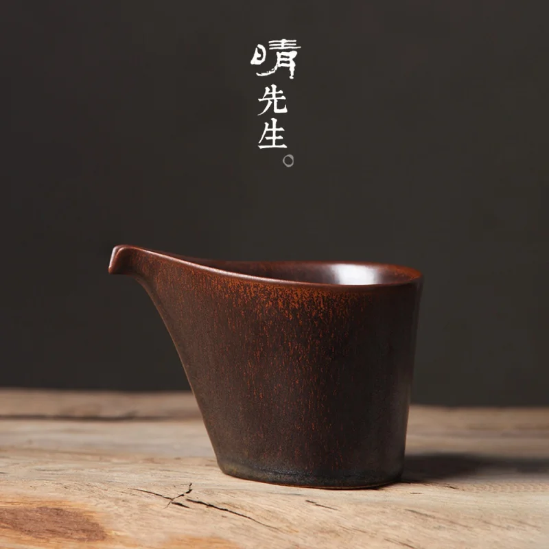 

★Кувшин Mr. Qing's в виде лунной печи, золотистый глянцевый кувшин, глазурь с ржавчиной, яркая чашка, кувшин для чая в стиле ретро, ручная работа, стандартный чайный набор