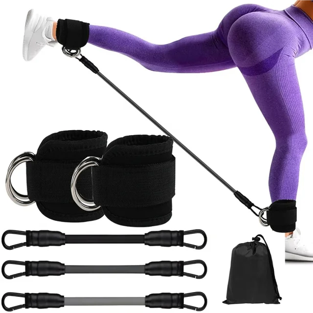 Ankle Straps Resistance Bands Set Fitness Workout Yoga Exercise Equipment Glutes Legs Strength Training for Gym Man Woman 3