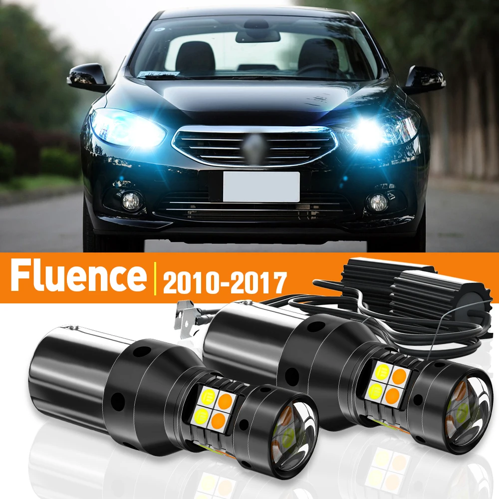 

2x LED Dual Mode Turn Signal+Daytime Running Light DRL For Renault Fluence 2010-2017 2011 2012 2013 2014 2015 Accessories Canbus