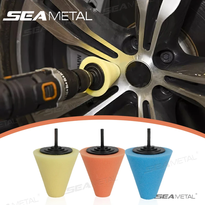 SEAMETAL 3PCS Polishing Sponges Cone Polishing Ball Wheel Car Beauty Waxing Pad Buffer Waxing Buffing Pads
