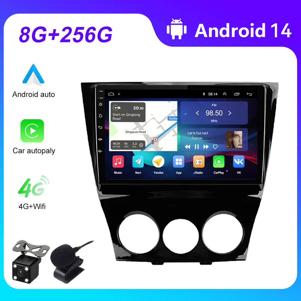 

2 Din Android 14.0 Car Radio For Mazda RX8 RX-8 2003-2007 2008 Stereo Receiver Touch Screen Carplay 8G+128G GPS navigation