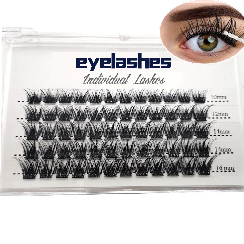 

60pcs DIY Lash Extension Kit Lash Cross Thick Clusters 10-16mm Seal Individual Lashes Cluster Wispy False Eyelash Clusters