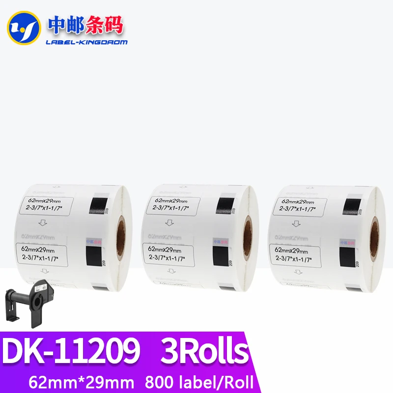 

3 Rolls Compatible DK-11209 Label 62mm*29mm Die Cut Work for Brother Printer White Paper DK11209 DK-1209