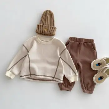 2025 Autumn New Baby Long Sleeve Clothes Set Infant Loose Waffle Tops + Pants 2pcs Suit Toddler Boy Casual Clothing Outfits