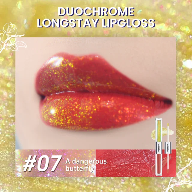 CHARMACY 2 in 1 glitter lip gloss Moisturing longstay duochrome lip glaze 8 color makeup for women 13