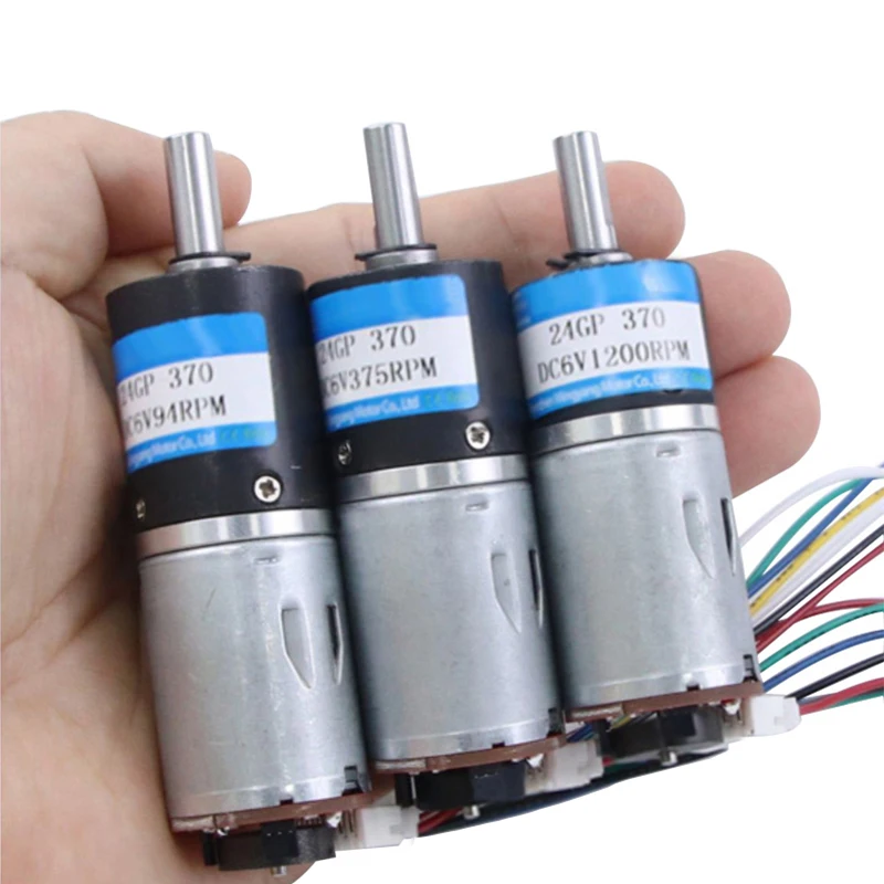 홀 인코더가 있는 유성 기어 모터, 가역 조절 가능 속도 및 속도 측정 모터, 24gp-370 DC6V12V24V