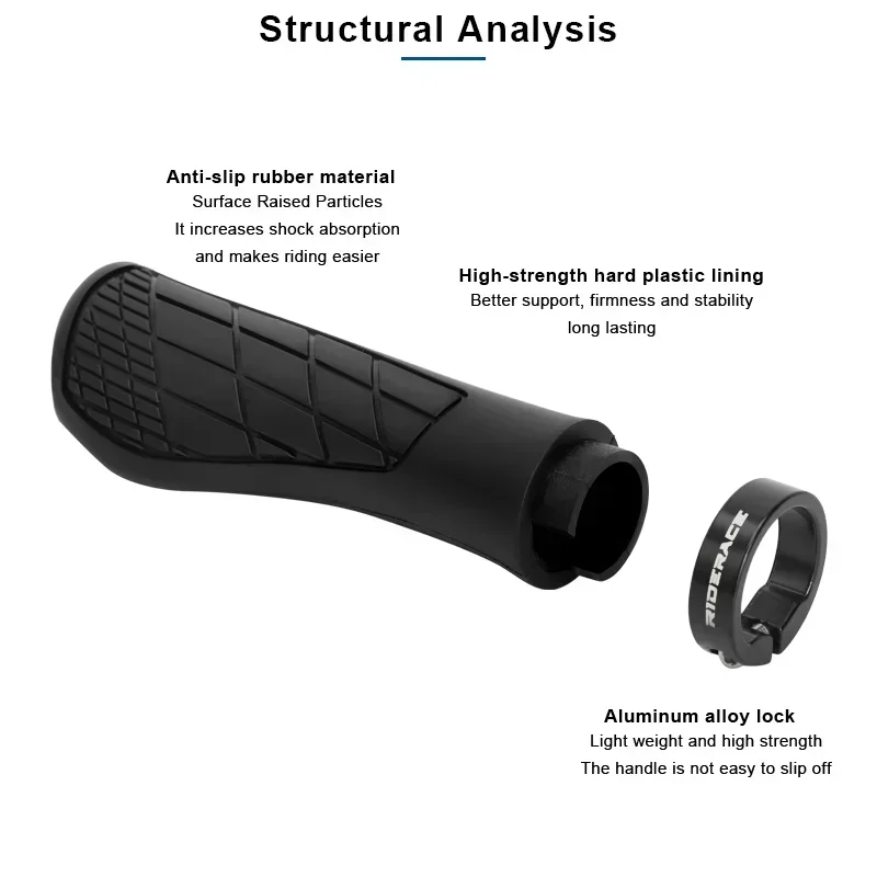 Bicycle Handlebar Grips Soft Rubber For MTB Mountain Bike Shockproof Anti-Slip Lock On Ergonomic Cycling Handle Bar Parts